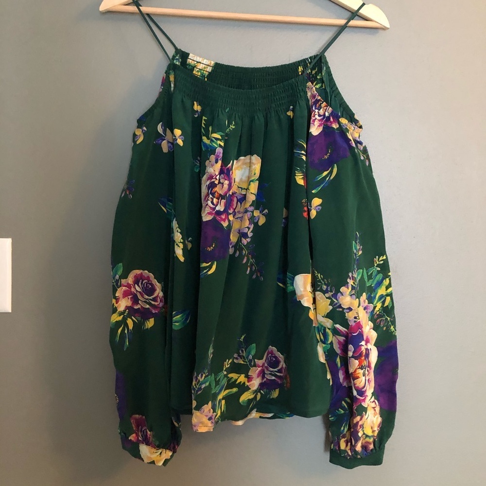 Anthropologie 100%‎ silk off the shoulder blouse - Picture 2 of 10